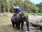 Part of the trip was crossing the river with the elephants.  I think this made Mom a little nervous!