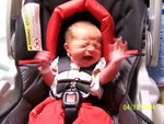 Ian was not a fan of the carseat at first!